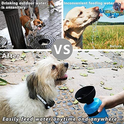 Aqusten Foldable Dog Water Bottle Travel Dispenser 520ml