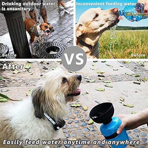Aqusten Foldable Dog Water Bottle Travel Dispenser 520ml