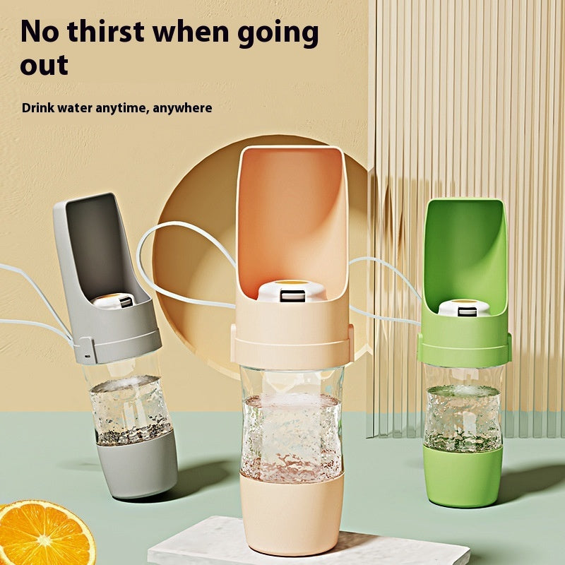Aqusten Portable Dog Water Bottle 2-in-1 Travel Feeder Cup