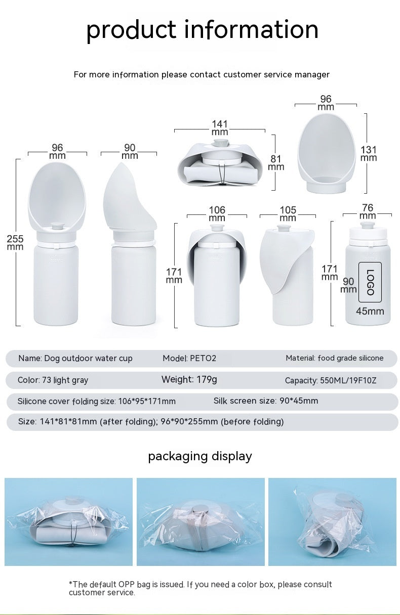 Aqusten Foldable Dog Water Bottle Silicone Travel Cup 550ml