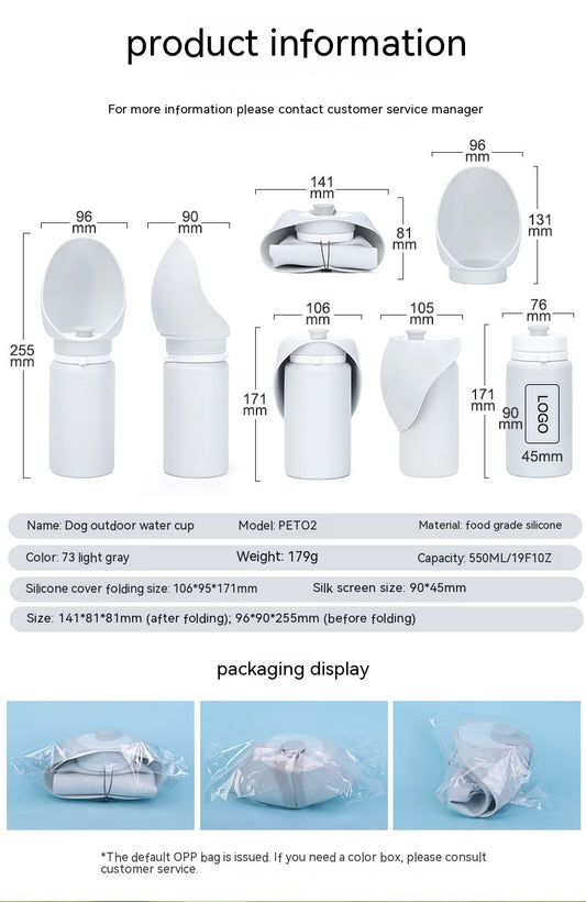 Aqusten Foldable Dog Water Bottle Silicone Travel Cup 550ml