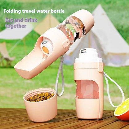 Aqusten Portable Dog Water Bottle 2-in-1 Travel Feeder Cup