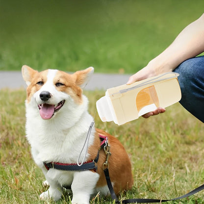 Aqusten Portable Dog Water Bottle 2-in-1 Travel Feeder Cup